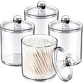 Set of 4 Clear Acrylic Bathroom Vanity Canister Jars, 12 Oz. Storage ...