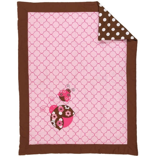 Bacati 10-Piece Ladybug Pink and Chocolate Bed Blanket Set