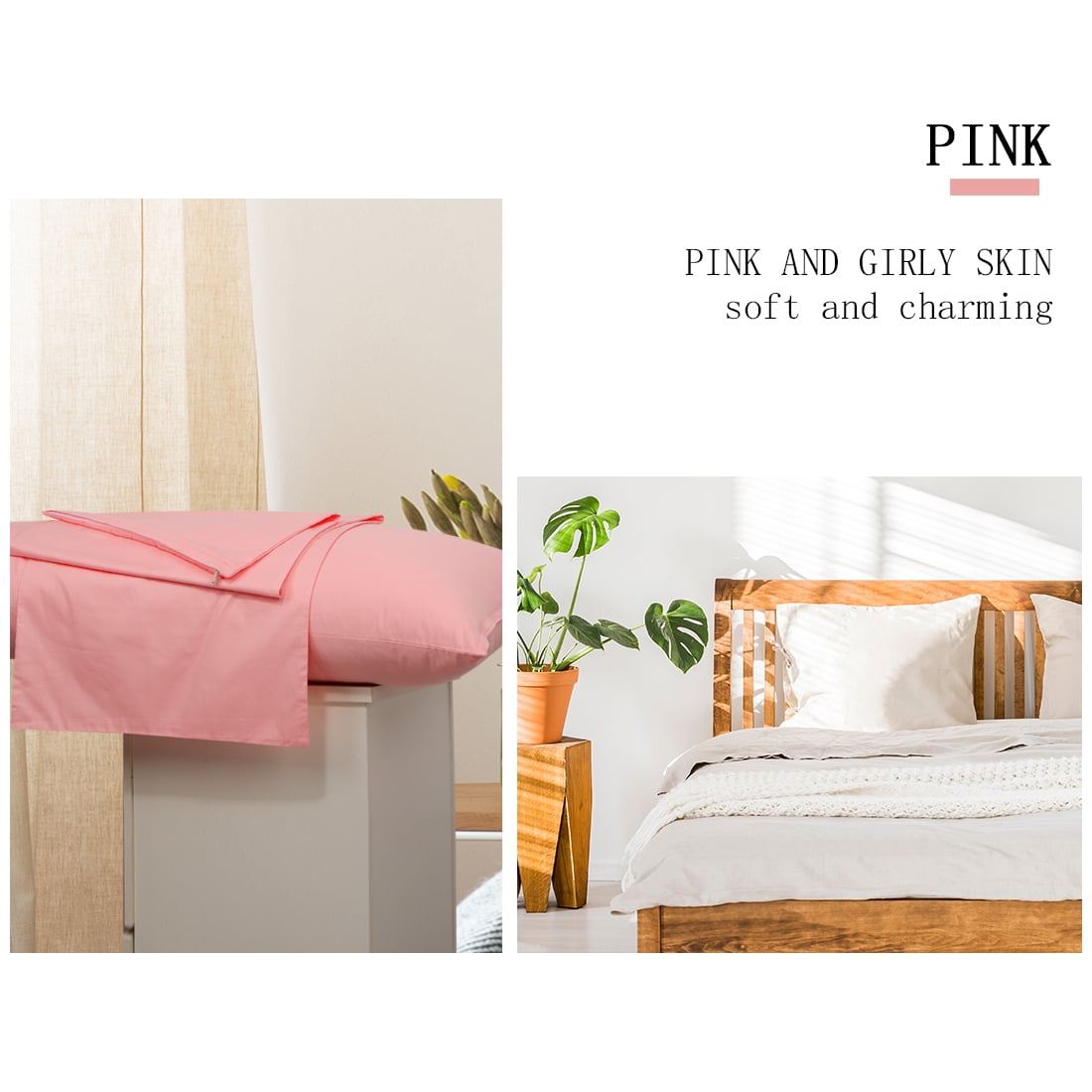 Unique Bargains Cotton Zippered Body Pillowcase Pillow Cover Pink 20" x 72"