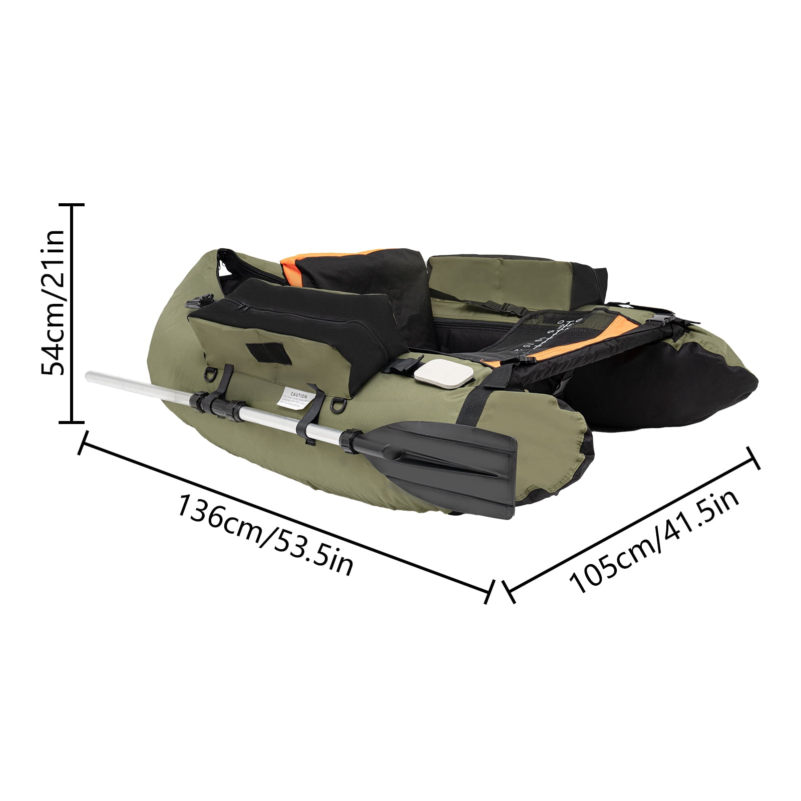 Inflatable Fishing Boat with Hand Air Pump for Adults, Portable River Lake Dinghy Boat 286LBs Load Capacity Green