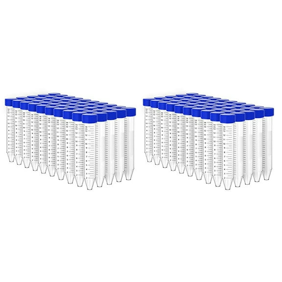 100Pcs Conical Centrifuge Tubes 15mL with Screw Caps, Graduated and Write Marks Lab Test Container