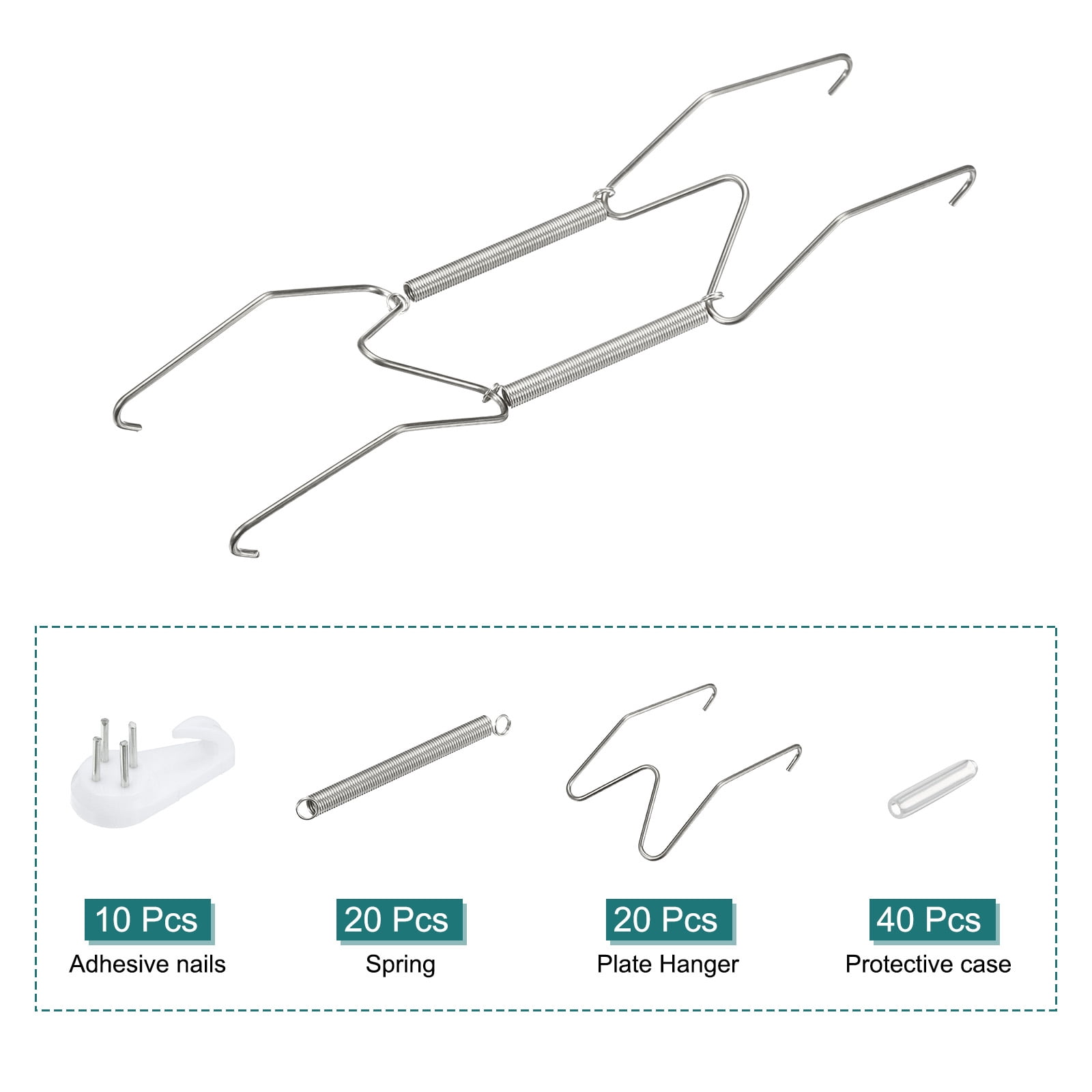 Unique Bargains 10Pcs Invisible Wall Plate Hangers for Plates and Artwork Display Silver