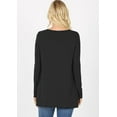 thumbnail image 4 of Black Shirred Front Long Sleeve Round Neck Top With Pockets, 4 of 5