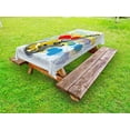 thumbnail image 1 of Art Outdoor Tablecloth, Abstract Musical Instrument Expressionist Artwork Stained and Tainted Background Print, Decorative Washable Fabric Picnic Table Cloth, 58 X 84 Inches,Teal Yellow, by Ambesonne, 1 of 2