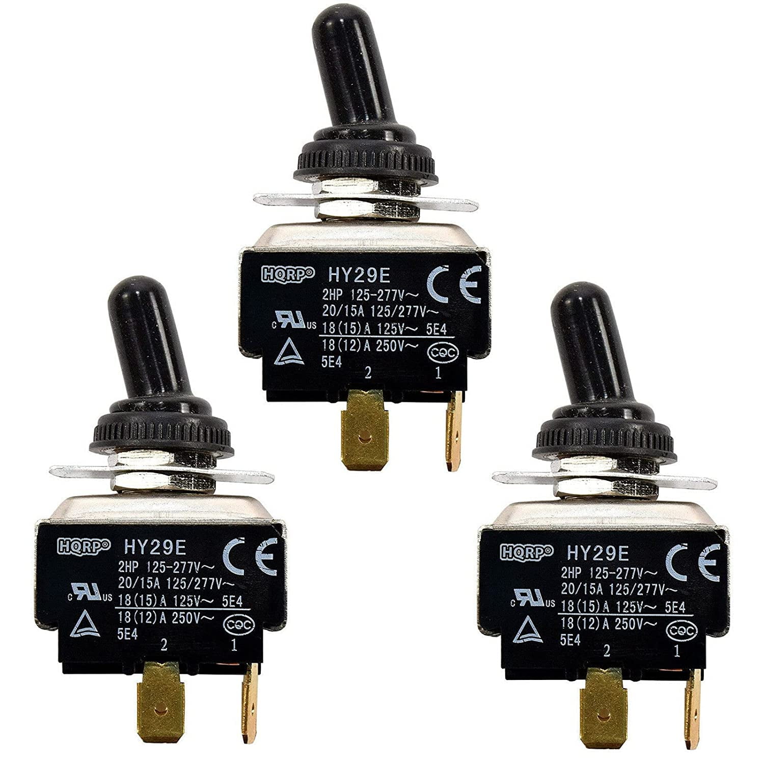 HQRP 3-Pack Single Pole Standard Electric 4-Pin Toggle Switch for HY29E ...