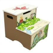 Angle View: Kingfisher Lane Hand Carved Dinosaur Kingdom Step Stool