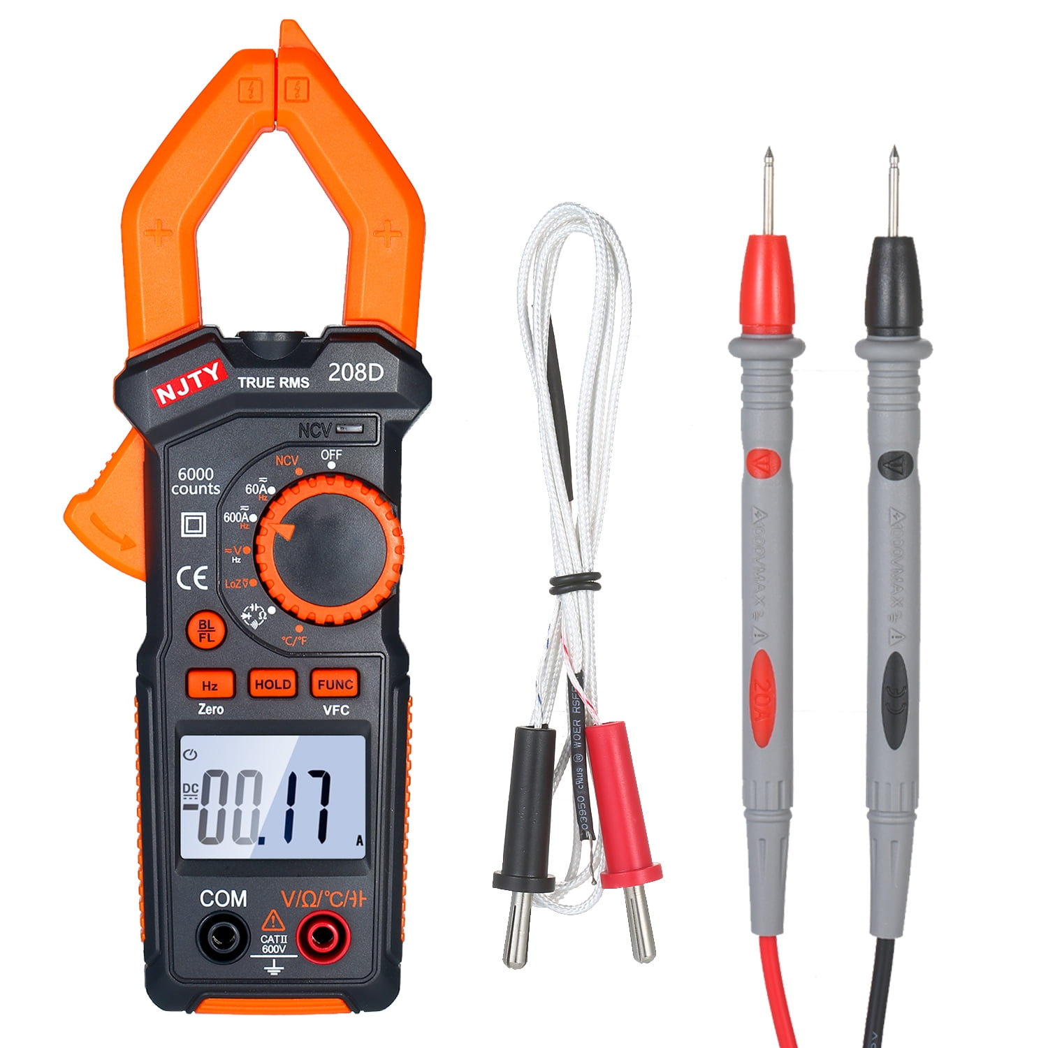 Continuity Test for Home Use Hand Tools Current Resistance Auto Ranging Multimeter Clamp Meter Multimeters with AC/DC Voltage Backlit LCD Display Diode 600V overvoltage ORIA Digital Multimeter