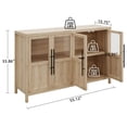 thumbnail image 2 of 55" Large Buffet Cabinet with Storage, Modern Rustic Farmhouse Sideboard with Glass Doors, Farmhouse Storage Cabinet Table for Kitchen Dining Room, Living Room, 2 of 8