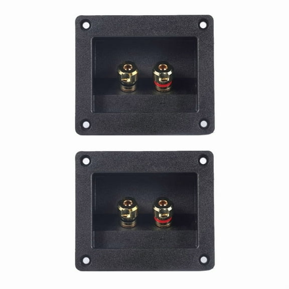 2Pcs Wire Spring Terminal Cup Square Speaker 2 Positions Banana Recessed Speaker Box Black for DIY Home Car Stereo
