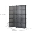 thumbnail image 4 of 20 Cube Organizer Stackable Plastic Cube Storage Shelves Design Multifunctional Modular Closet Cabinet with Hanging Rod Brown, 4 of 6