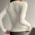 thumbnail image 5 of Camiseta Camisa básica de medio botón, Top estilo Sexy para mujer, Top informal con cuello en V, ropa de calle Kuymtek Blanco T S para Mujer, 5 of 5