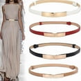 thumbnail image 2 of Belt dress simple versatile Fashion Women Leather Belt Thin Skinny Metal Gold Elastic Buckle Waistband Belt Dress Accessories, 2 of 7