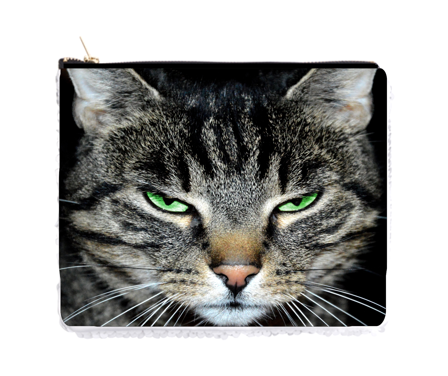 Pencil Bag Cat Kitty Angry Kitten Tree Sequin Pencil Holder Pouch