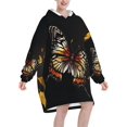 thumbnail image 2 of Oversized Blanket Hoodie, Butterfly Print Comfortable Flannel Super Soft Warm Blankets Hooded Sweatshirt For Unisex Adult Women Men, With Pocket Loose, 2 of 8