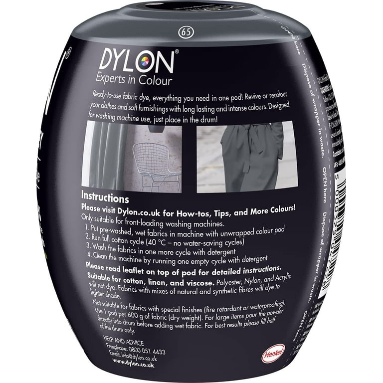 dylon smoke grey pod DYLON Washing Machine Fabric Dye Pod for Clothes & Soft Furnishings, 350g – Smoke  Grey