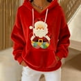thumbnail image 7 of Flannel Hoodies Womens Christmas Outfits Funny Santa Claus Sweatshirt Soft Velvet Hooded Pullover Sweater Tops (L, Red 02), 7 of 7