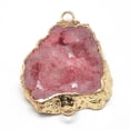 thumbnail image 2 of Natural Druzy Agate Links connectors with Brass Findings Dyed Golden Mixed Color 40~70x25~50x6~12mm Hole: 1.5~3mm, 2 of 3