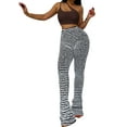 thumbnail image 2 of Women Stacked Striped Fuzzy Knitted Extra Long Pants Lounge Pajamas Homewear Sexy High Waist Skinny Slim Streetwear, 2 of 7