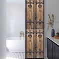 thumbnail image 3 of Rustic Wooden Door Window Privacy Film, Brown Black Farmhouse Country Vintage Static Cling UV Sun Blocking Heat Control Window Tint, Non-Adhesive One Way Windows Privacy Cover 17.7''x78.7'', 3 of 7
