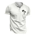 thumbnail image 4 of Men's Henley T-Shirts Summer Stylish Palm Tree Print Button Up Short Sleeve Tees Classic Muscle Fit Athletic Pullover Tops Z001-White 3XL, 4 of 4