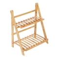 thumbnail image 1 of Double Tier Bamboo Storage Balcony Plant Shelf Folding Flower Pot Stand, 1 of 7