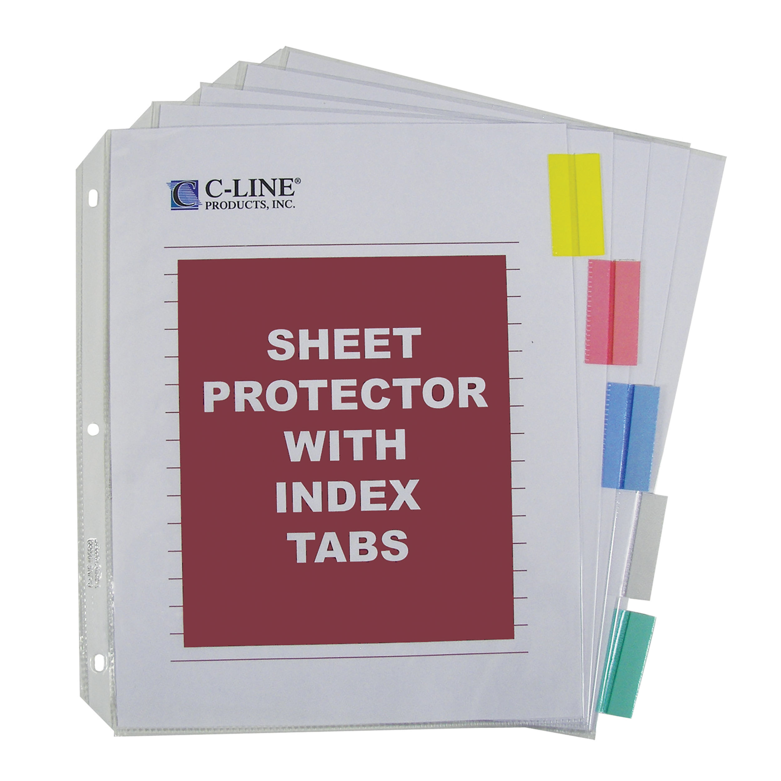 Polypropylene Sheet Protector with Index Tabs, Assorted Color Tabs, 11