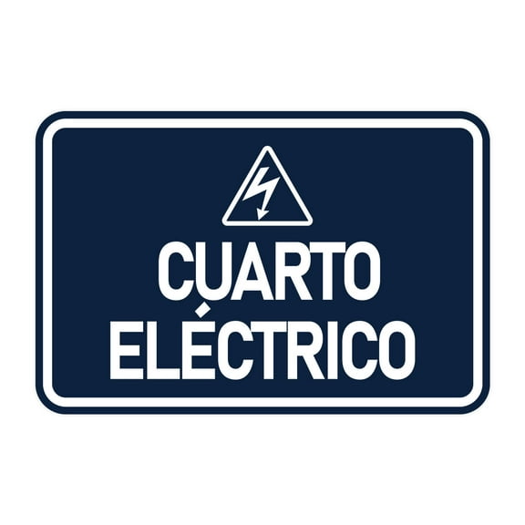 Signs ByLITA Classic Framed Cuarto Eléctrico Durable ABS Plastic | Laser Engraved | Easy Installation | Elegant Design Sign (Navy Blue / White) - Large