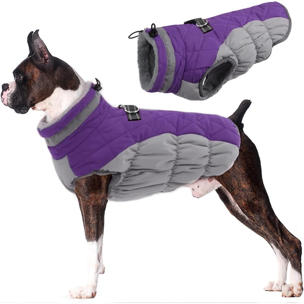 Chaqueta impermeable y cálida para perros pequeños, medianos y grandes, ropa reflectante para mascotas para clima frío, chaleco resistente al viento con forro polar y arnés, XL