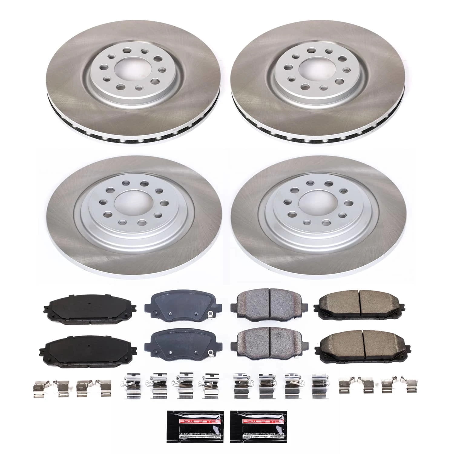 PowerStop Front and Rear Semi-Coated Rotor and Low-Dust Ceramic Brake Pad Kit SC7415
