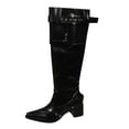 thumbnail image 2 of Viluyesy Tall Boots for Womens, Wide Calf Chunky Heels Pointed Toe Leather Fashion Slouch Boots Black US7, 2 of 6