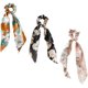 thumbnail image 1 of Nvzi Paquete de 3 bufandas con coleteros, bufandas con estampado de margaritas y lunares, coleteros largos de seda satinada, bandas para el pelo con lazo (estilo 2), 1 of 5