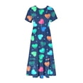 thumbnail image 4 of Jusqu'à 65 % de Réduction! Robes d'Été Mode pour Femmes 2024 Grande Taille Décontractée Manches Courtes Col Rond Robe Fluide à Étages Robe de Plage avec Poches Robe Imprimée de la Saint-Valentin, 4 of 4