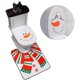 thumbnail image 1 of Juego de 3 piezas de funda de inodoro y alfombra con diseño de muñeco de nieve y Papá Noel, adornos navideños rojos para el baño, 1 of 7