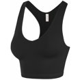 thumbnail image 2 of A2Y Women's Ribbed Seamless Workout Cropped Racerback Tank Tops Black SM, 2 of 3