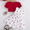 thumbnail image 6 of WOYY Girls Strawberry Print Sleeveless Bow Dress Short Puff Sleeve Cape Outfits, Sizes 9-12M, 6 of 8