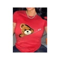 thumbnail image 1 of Camiseta de manga corta y cuello redondo para mujer con estampado de oso para uso casual en primavera y verano Color Rojo Talla Chica Marca Emil SaEs, 1 of 4