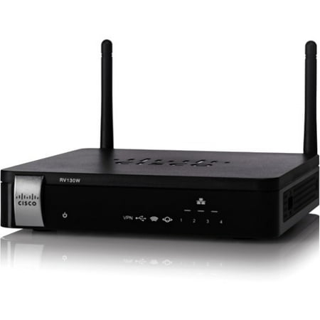 Cisco RV130W IEEE 802.11n Ethernet Wireless Router - 2.40 GHz ISM Band - 2 x Antenna(2 x External) - 54 Mbit/s Wireless Speed - 4 x Network Port - 1 x Broadband Port - USB - Gigabit Ethernet - VPN