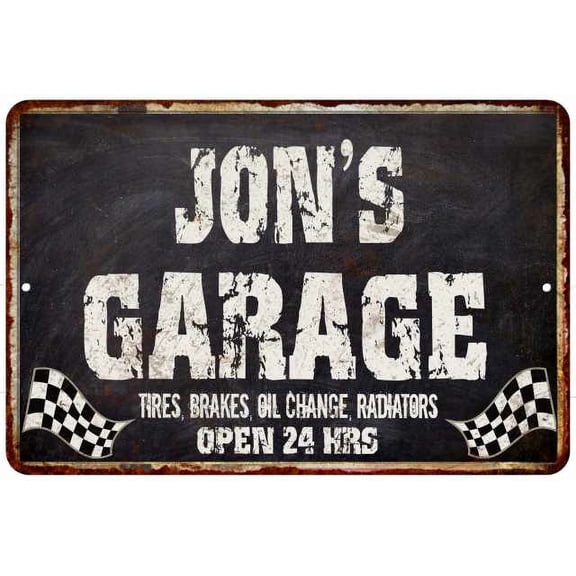 JON'S Garage Black Grunge Gift Sign 12x18 Decor Gift 112180005016