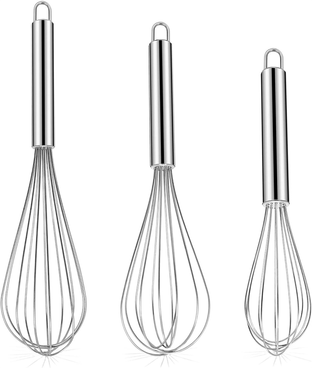 NOGIS Stainless Steel Whisk Set 8" 10" 12" Kitchen Whisk Balloon Whisk