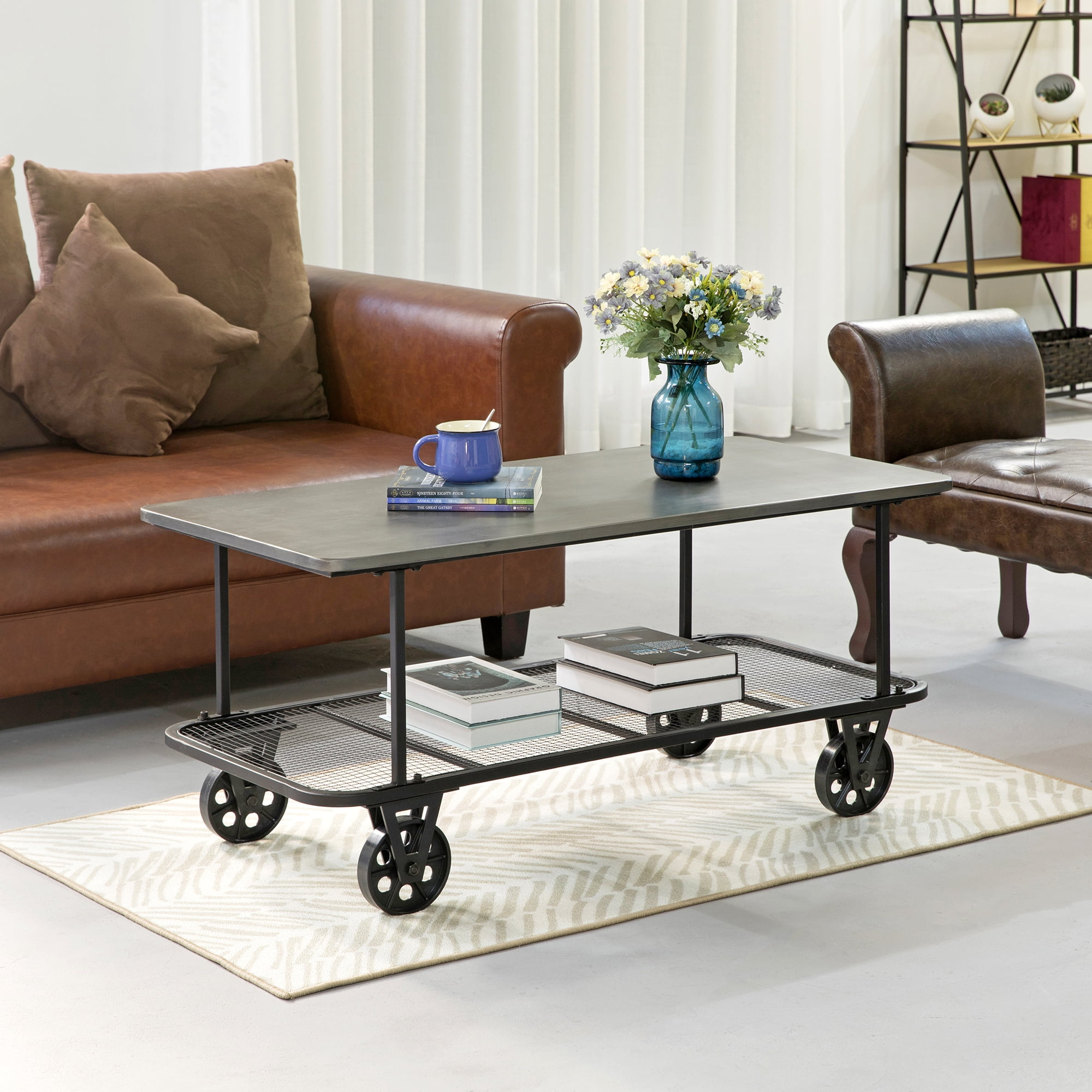 FirsTime & Co.® Winfield Industrial Cart Coffee Table, American Crafted