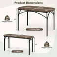 thumbnail image 3 of Costway 3 PCS 48" Dining Table Set for 4Rectangular Table & 2 Benches with Metal Frame, 3 of 10