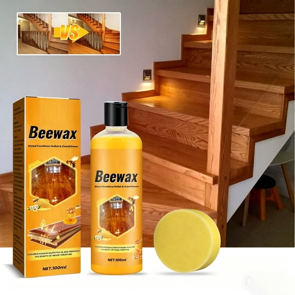 Beeswax Furniture Polish for Wood - Natural Wood Oil for Protection & Shine - 3.4 fl oz Colorless Polish for Tables, Chairs, and Cabinets