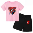 thumbnail image 3 of Conjunto de 2 piezas de camiseta y pantalones cortos con estampado de Spiderman de Marvel Avengers, ropa de verano para niños y niñas, traje informal de moda para adolescentes, 3 of 5