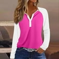 thumbnail image 2 of Hearthz Raglan Sleeve T Shirts for Women Color Block Long Sleeve Shirts for Women Casual Loose Fall V-Neck Button Henley Shirts for Women, 2 of 5