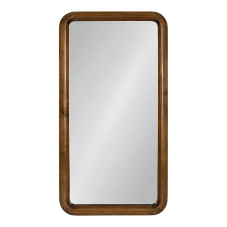 Kate and Laurel Pao Mid-Century Modern Wood Panel Wall Mirror, Walnut Brown
