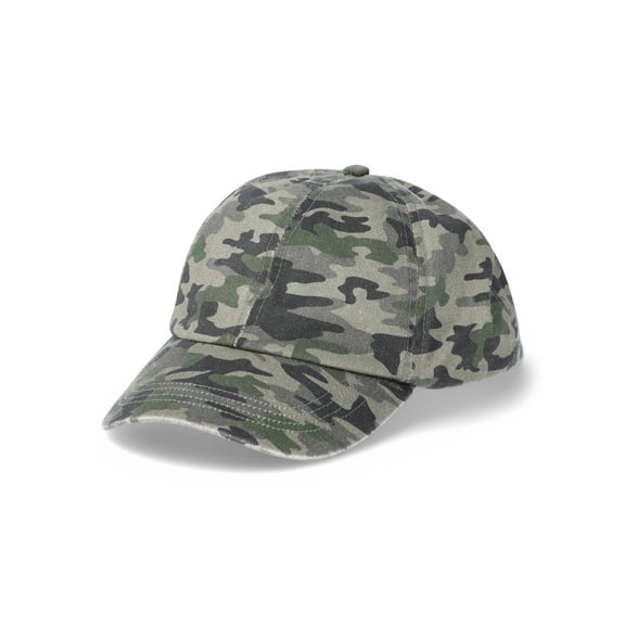 Wonder Nation Boys Camo Print Baseball Hat, Olive Gray Camo