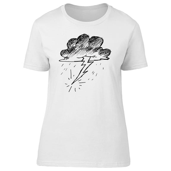 Thunder Cloud & Lightning Sketch T-Shirt Women -Image by Shutterstock, Female Large