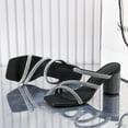 thumbnail image 7 of Womens Sandals Heels Dressy Summer Square Open Toe Sandals Holiday Party Wedding Dress Pumps Shoes Black Size 7, 7 of 7