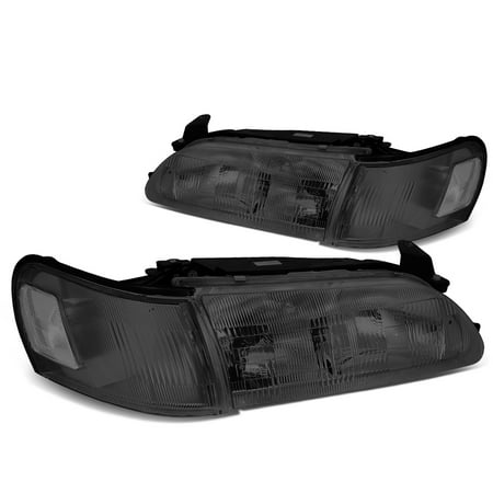 95 Toyota Corolla Sedan For 1993 to 1997 toyota Corolla Headlight Smoked Housing Clear Corner Headlamp 94 95 96 Left+Right ()