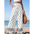 thumbnail image 4 of Wrongduck Womens Pants Elastic Waist Floral Lightweight Palazzo Pants for Women Casual Lounge Wide Leg Pants Woman, 4 of 12